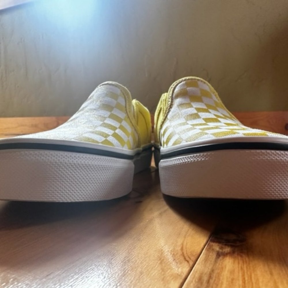 NWOT Kids Yellow Checkered Slip on Vans Size 1